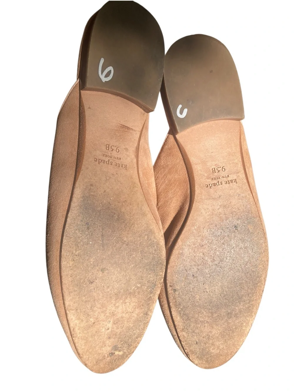 Kate Spade Devi Suede Bow Mules Size 9.5 Tan Beige Slip On Flats